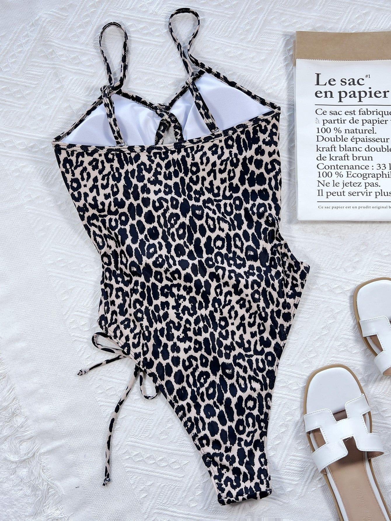 Leopard Cutout One Piece Swimsuit