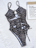 Leopard Cutout One Piece Swimsuit