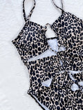 Leopard Cutout One Piece Swimsuit