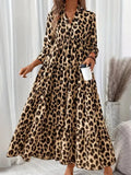 Leopard Midi Dress Rust Color / S