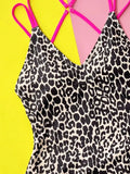 Leopard Plunge One Piece Swimsuit
