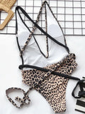 Leopard Plunge Tie One Piece Swimsuit