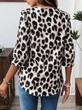 Leopard Print 3/4 Sleeve Blouse