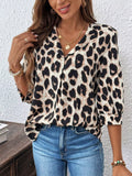 Leopard Print 3/4 Sleeve Blouse Leopard / S