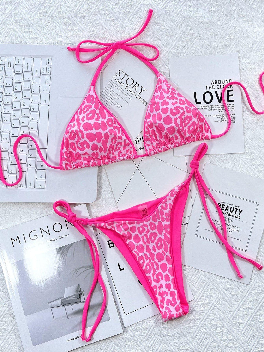 Leopard Print Bikini Hot Pink / S