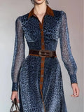 Leopard Print Contrast-Trim Shirt Dress - product view 2