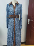 Leopard Print Contrast-Trim Shirt Dress - product view 4