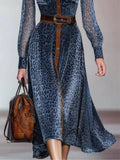 Leopard Print Contrast-Trim Shirt Dress - product view 3