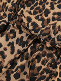 Leopard Print Feather-Trimmed Lounge Nightgown Robe