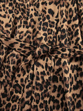 Leopard Print Feather-Trimmed Lounge Nightgown Robe