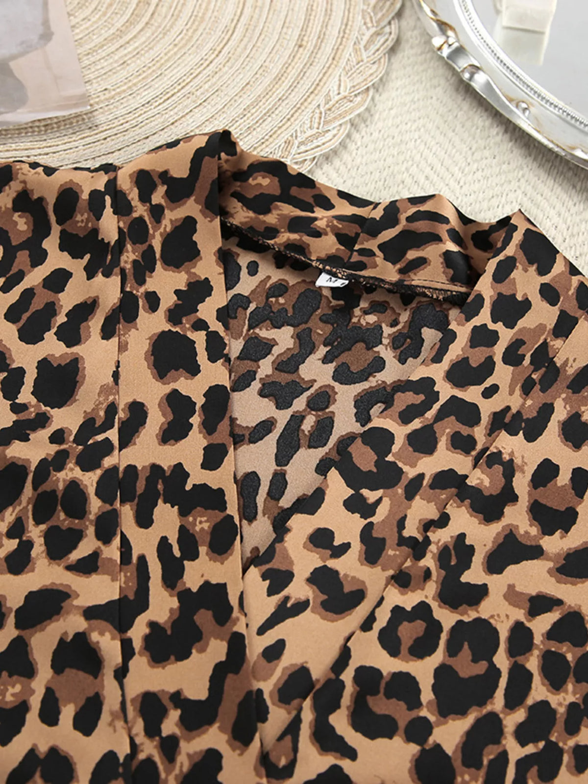 Leopard Print Feather-Trimmed Lounge Nightgown Robe