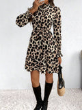 Leopard Print Ruffle Hem Mini Dress