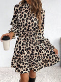 Leopard Print Ruffle Hem Mini Dress