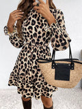 Leopard Print Ruffle Hem Mini Dress