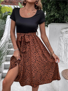 Abito a portafoglio con stampa leopardata