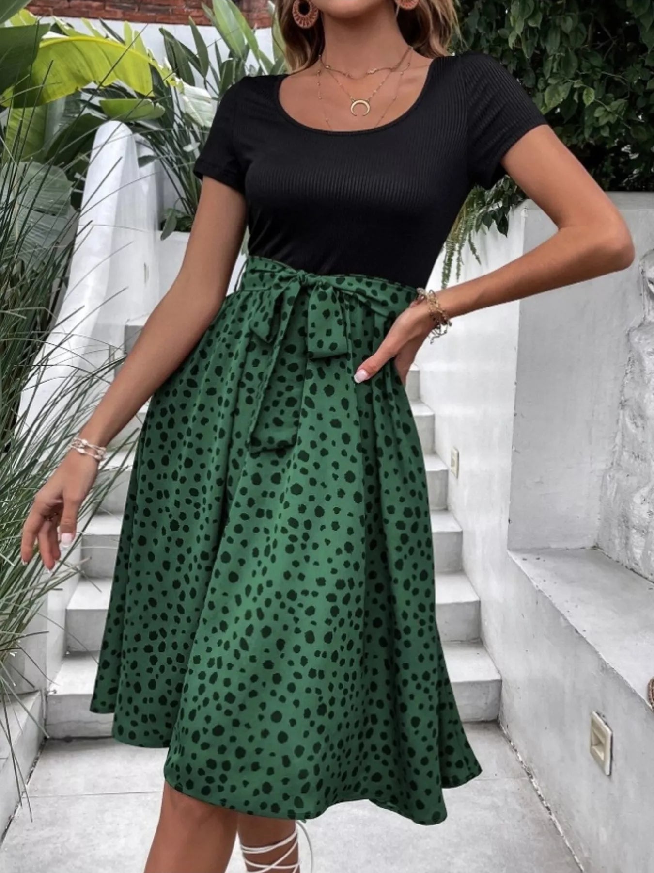 Leopard Print Tie-Waist Dress - product view 5