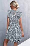 Leopard Ruffle Neck Mini Dress