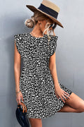 Leopard Ruffle Neck Mini Dress