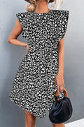 Leopard Ruffle Neck Mini Dress
