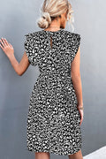 Leopard Ruffle Neck Mini Dress