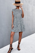 Leopard Ruffle Neck Mini Dress