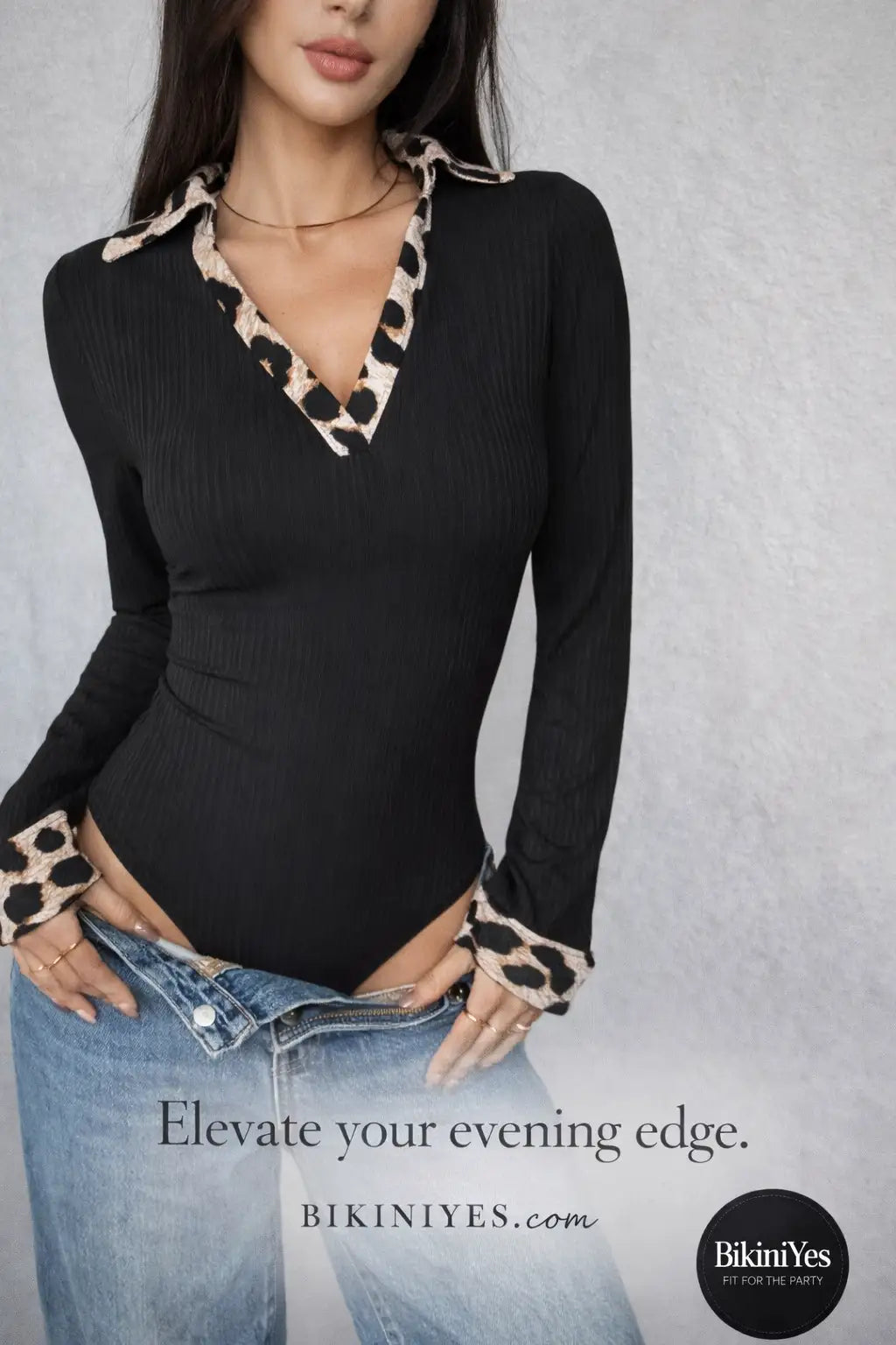 Leopard Trim Bodysuit