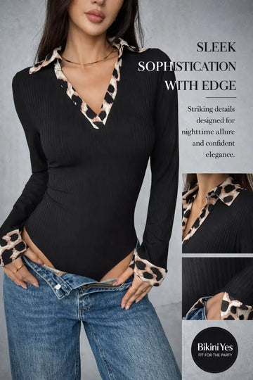 Leopard Trim Bodysuit