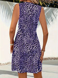 Leopard V-Neck Sleeveless Mini Dress