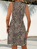 Leopard V-Neck Sleeveless Mini Dress