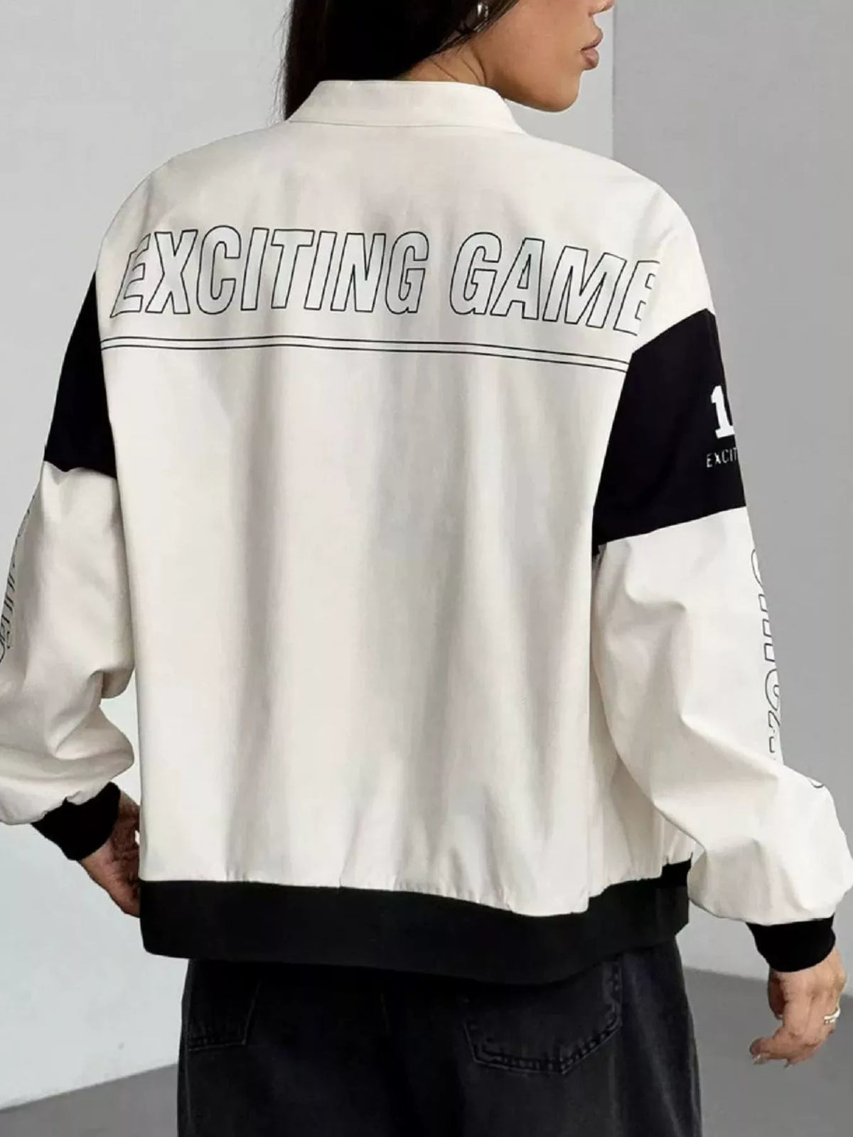 Letter Print Zip Up Jacket
