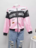 Letter Print Zip Up Jacket