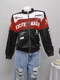 Letter Print Zip Up Jacket