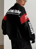 Letter Print Zip Up Jacket