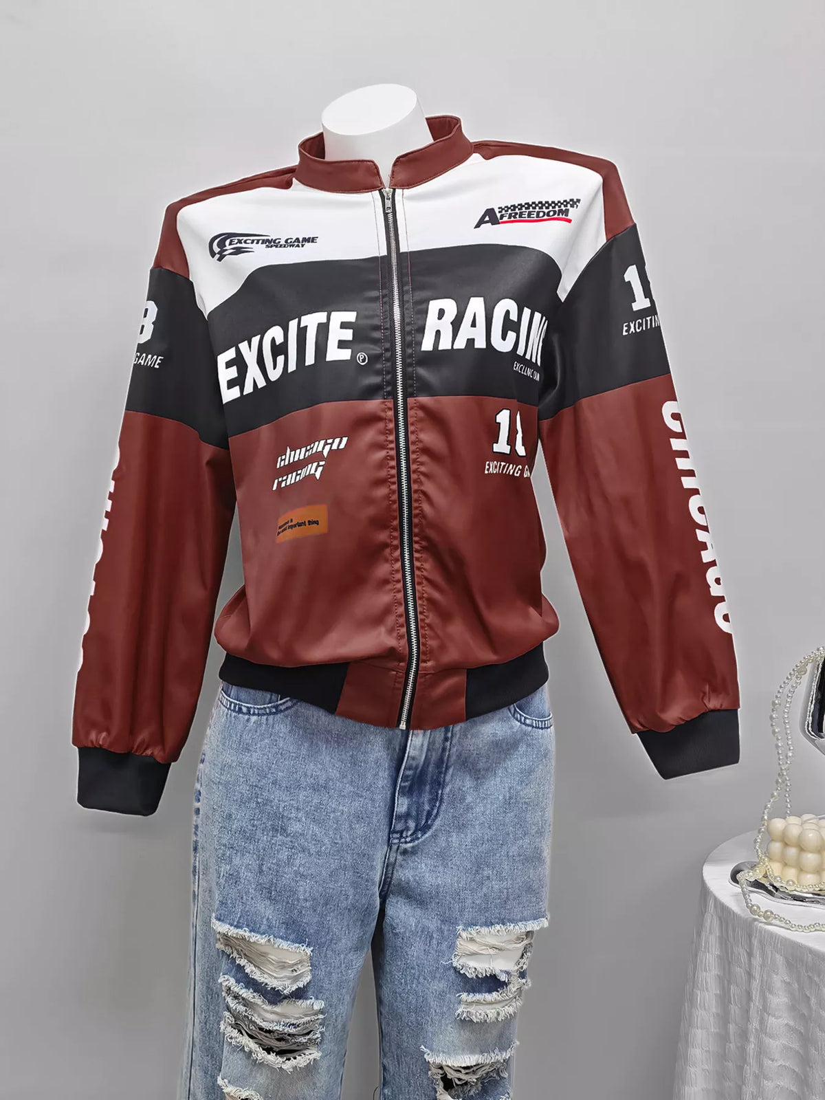 Letter Print Zip Up Jacket