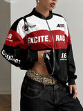 Letter Print Zip Up Jacket
