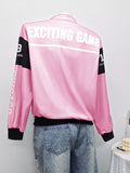 Letter Print Zip Up Jacket