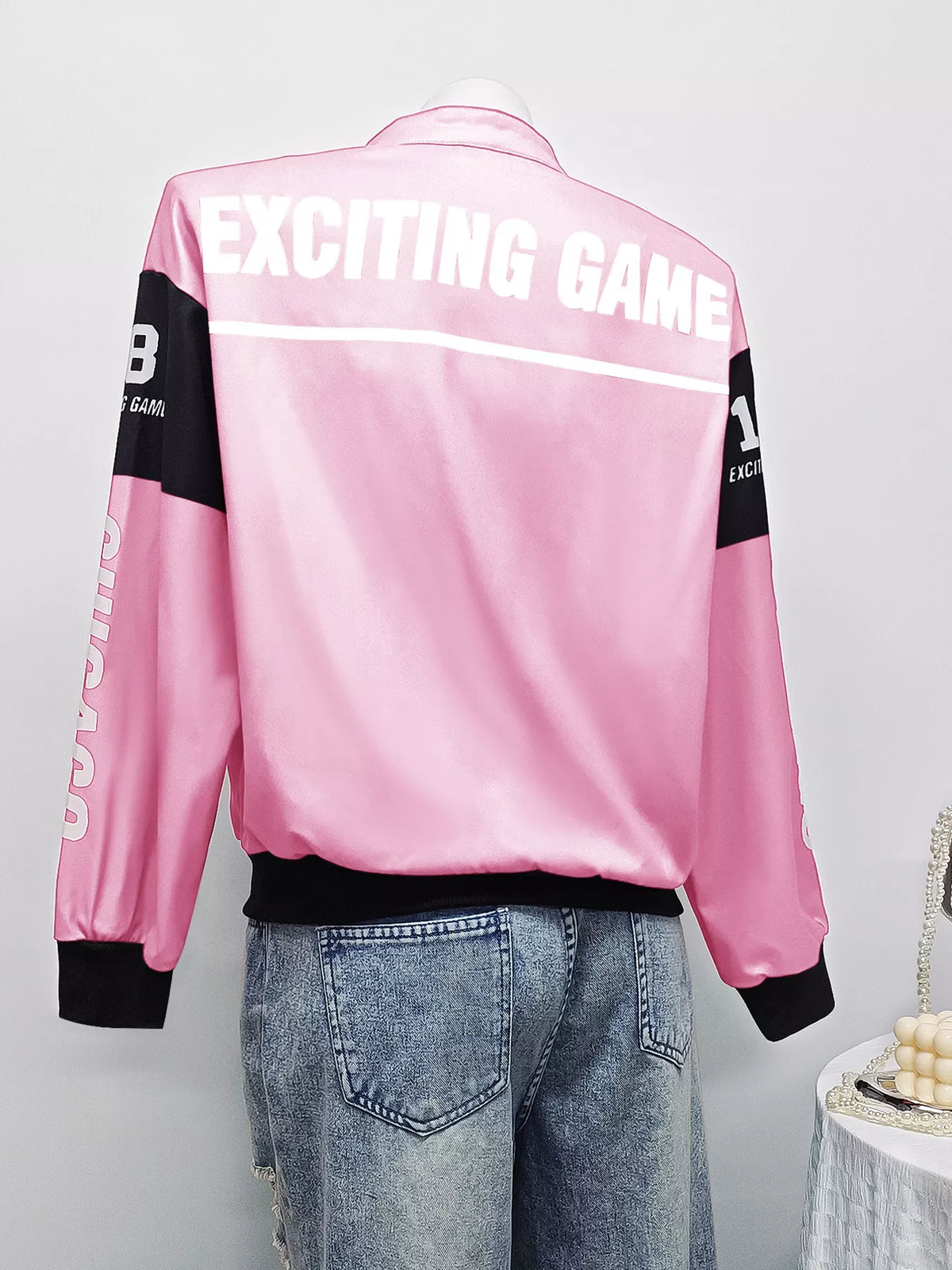 Letter Print Zip Up Jacket