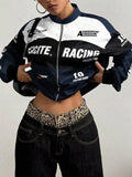 Letter Print Zip Up Jacket