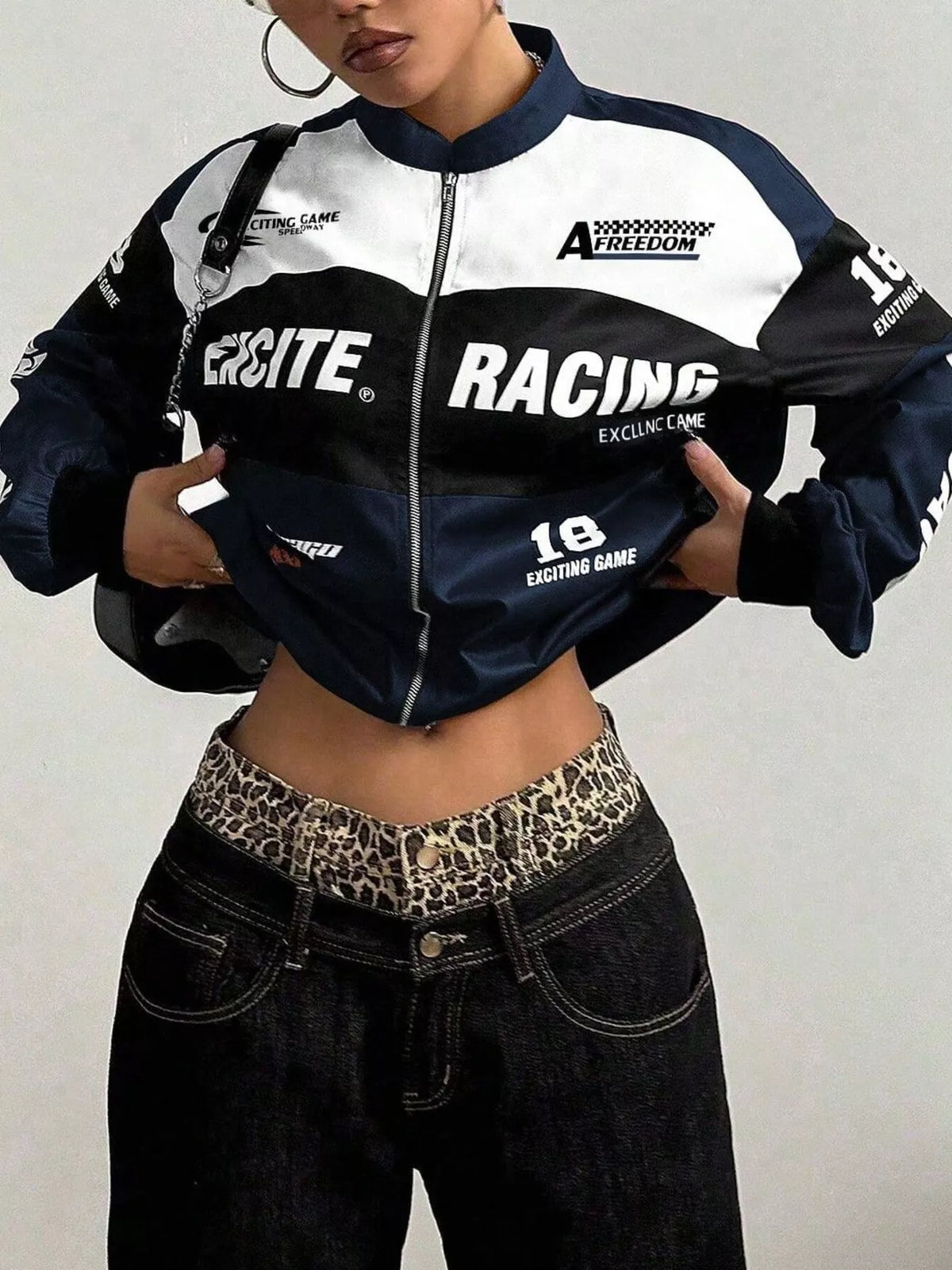 Letter Print Zip Up Jacket