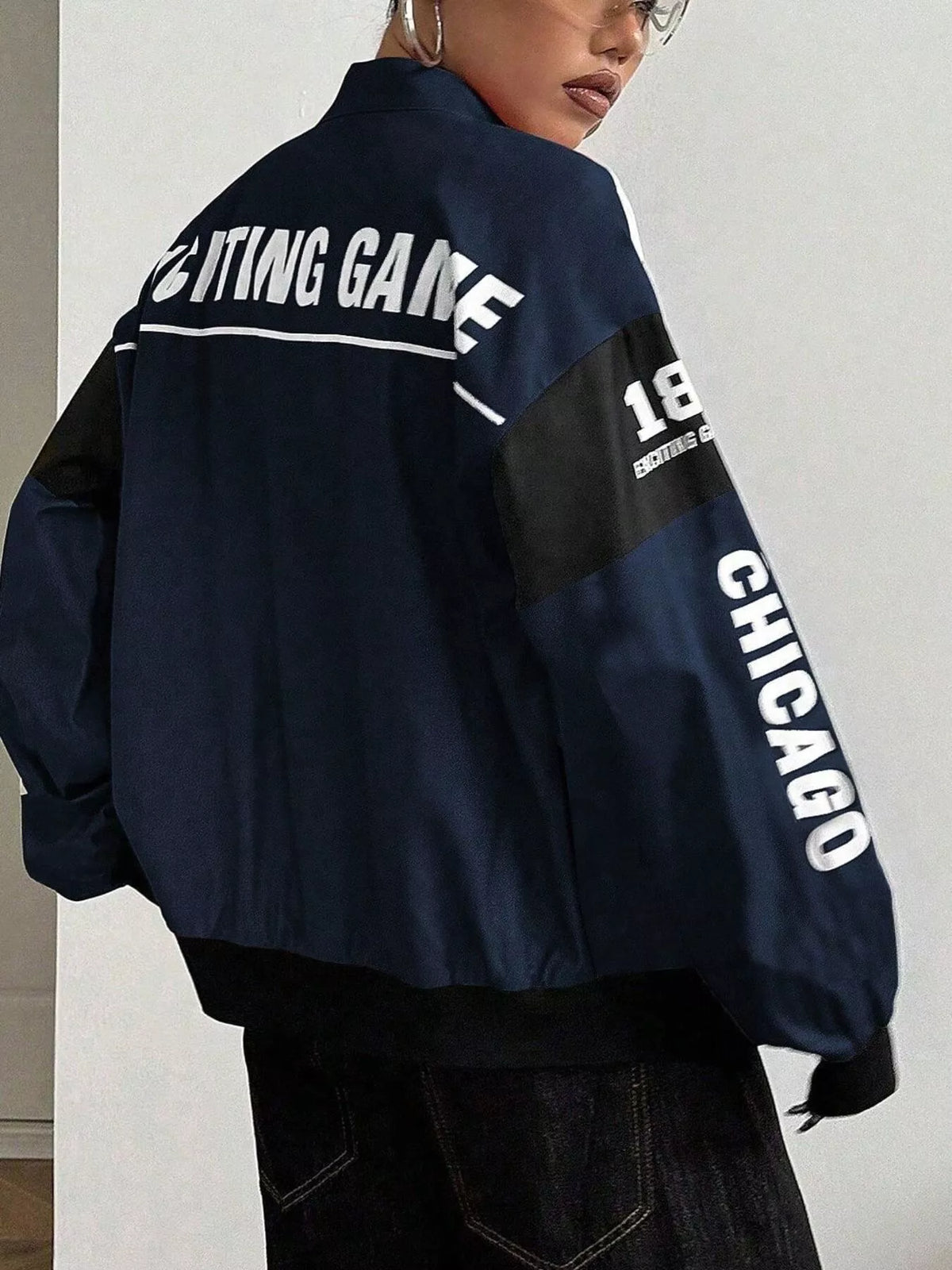 Letter Print Zip Up Jacket