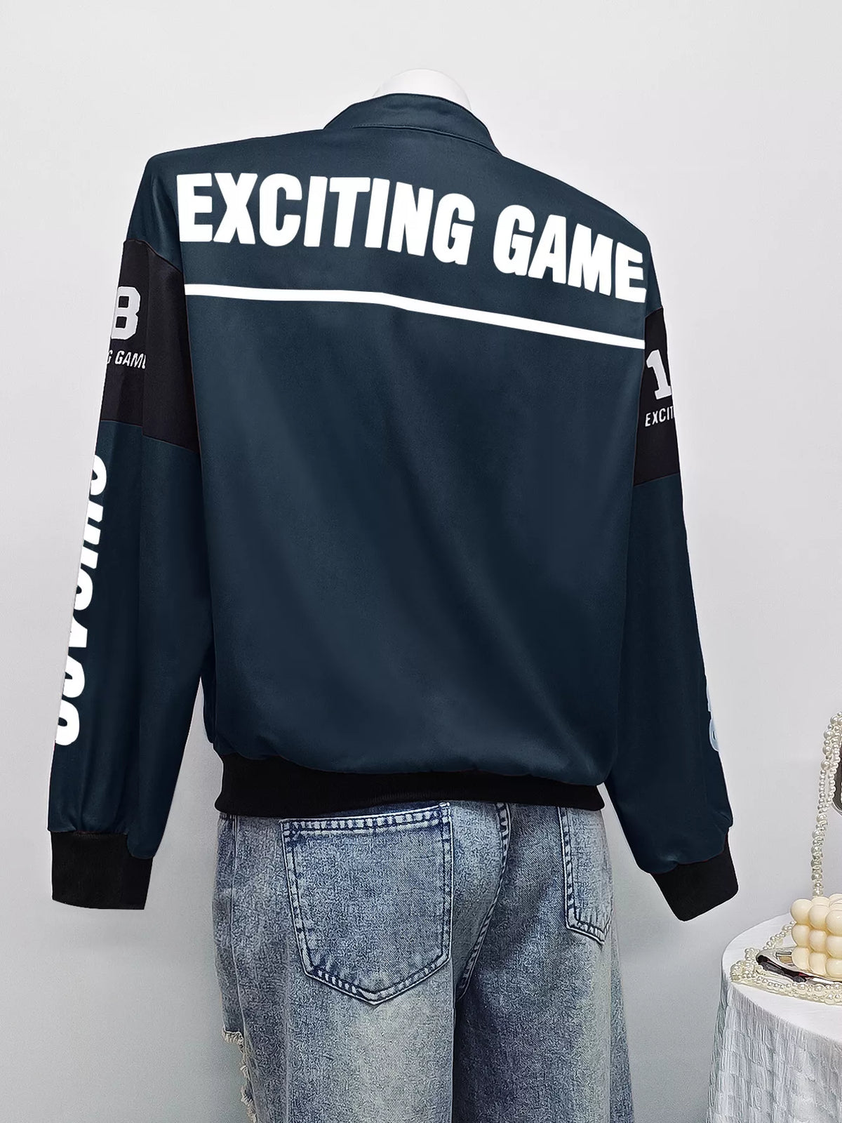 Letter Print Zip Up Jacket