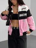 Letter Print Zip Up Jacket