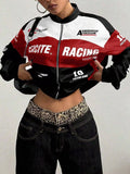 Letter Print Zip Up Jacket