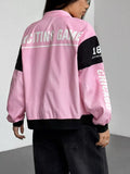 Letter Print Zip Up Jacket