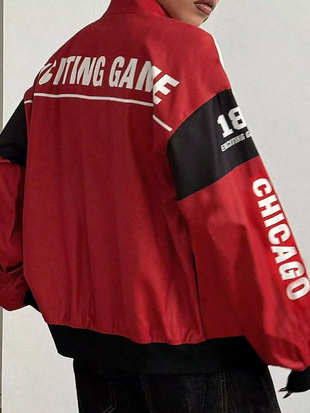 Letter Print Zip Up Jacket