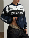 Letter Print Zip Up Jacket