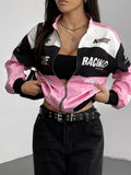 Letter Print Zip Up Jacket