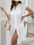 Button-Down Lightweight Beach Cover-Up White / One Size