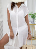 Button-Down Lightweight Beach Cover-Up White / One Size