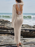 Long Sleeve Backless Cover-Up Dress